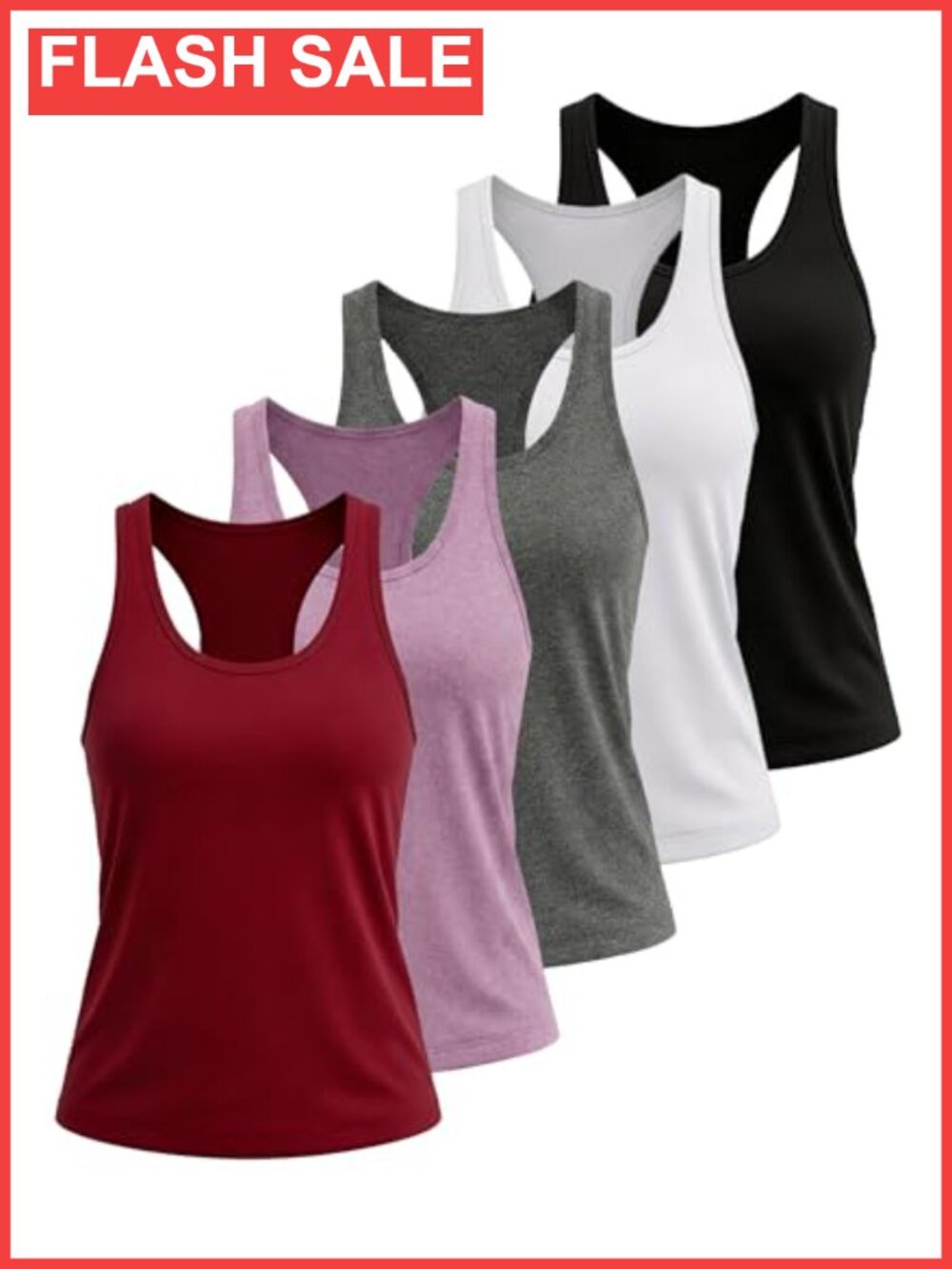 Women's Workout Tank Tops Racerback Compression Sleeveless 5 Pack